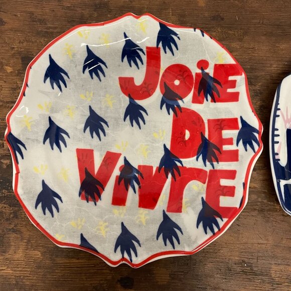 Anthropologie Joyeux Canape Plates Set of 2 - Picture 2 of 5